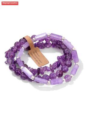 3-Piece Stretch Bracelet Set Women Boho Layering Stone